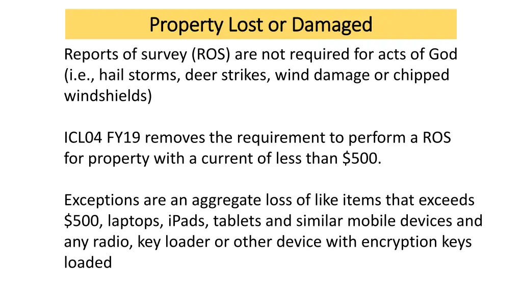 property lost or damaged property lost or damaged 1