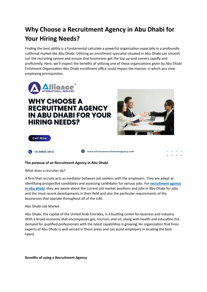 why choose a recruitment agency in abu dhabi