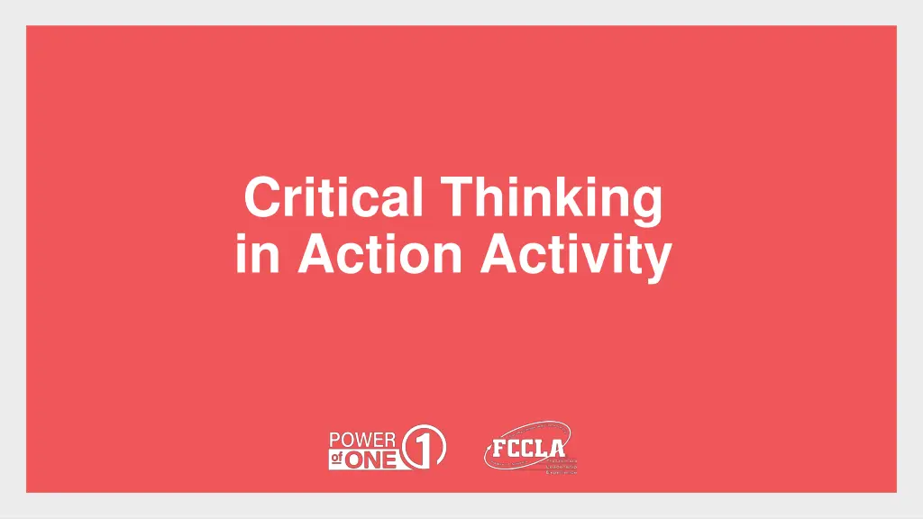 critical thinking in action activity