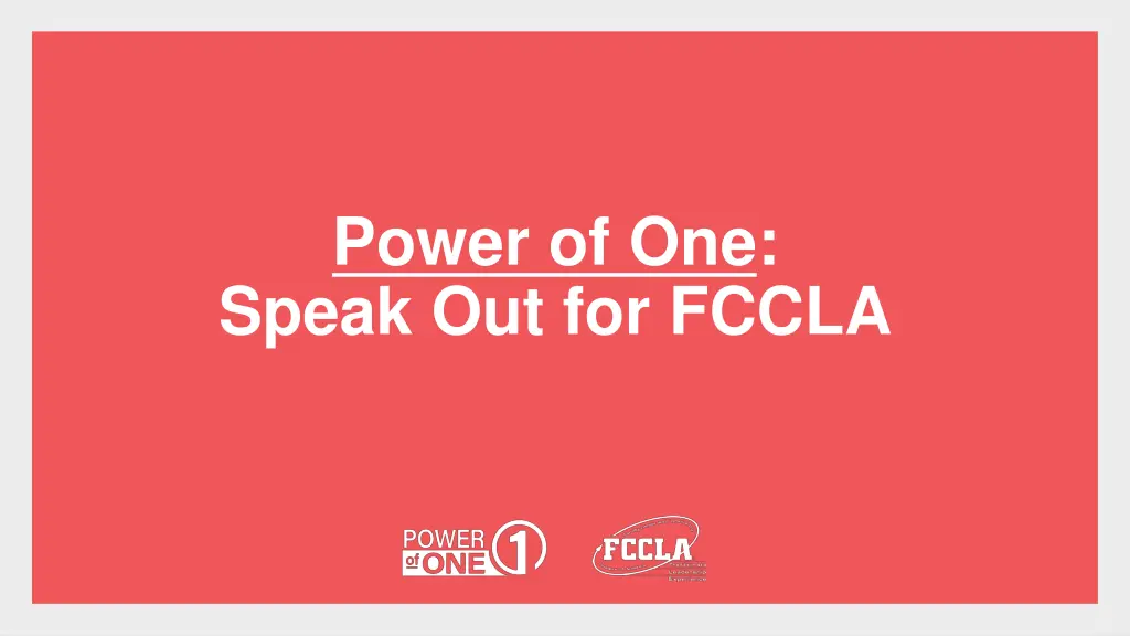 power of one speak out for fccla