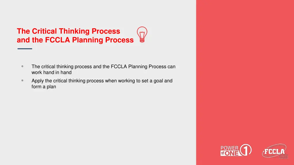 the critical thinking process and the fccla 1