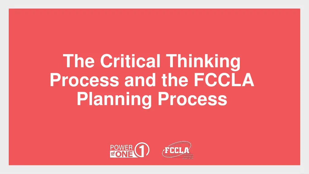 the critical thinking process and the fccla