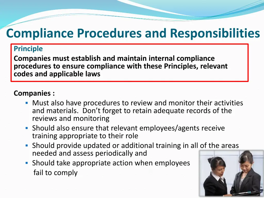 compliance procedures and responsibilities