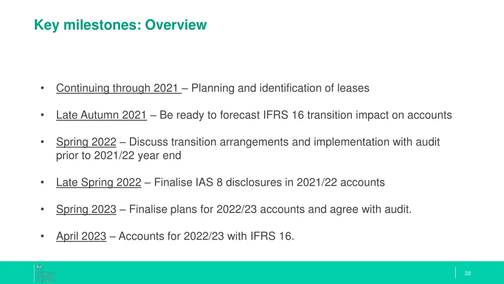 key milestones overview