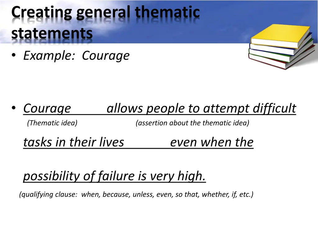 creating general thematic statements example