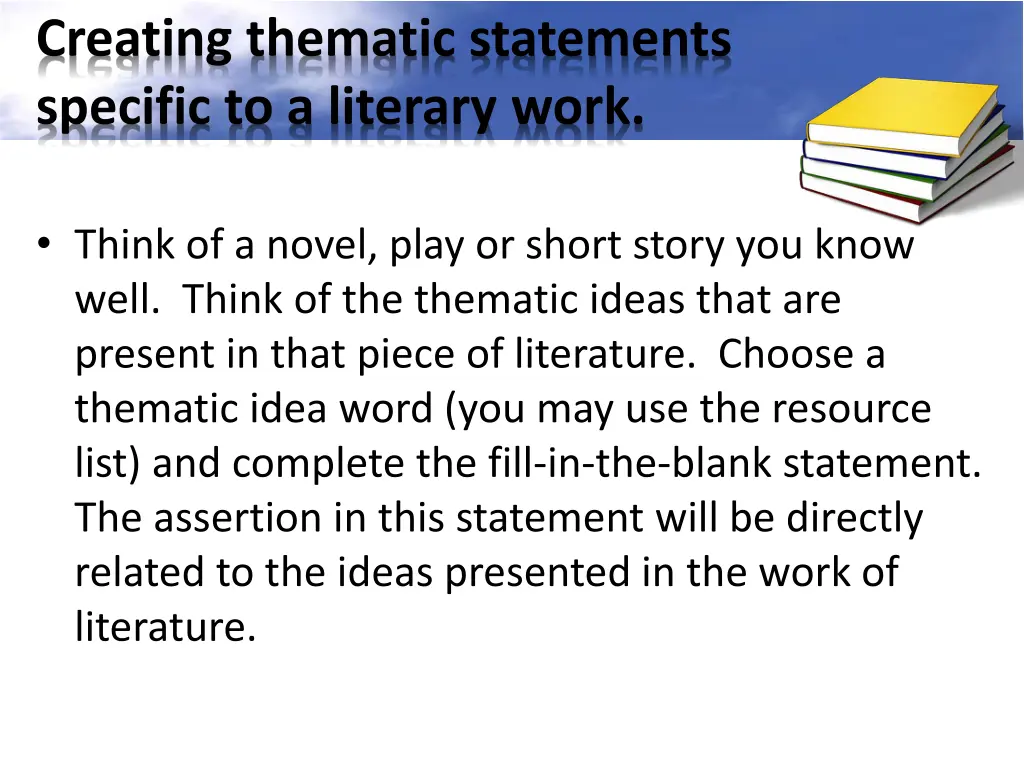 creating thematic statements specific