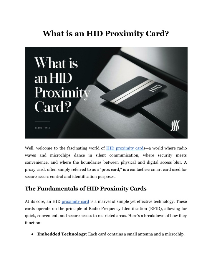 what is an hid proximity card