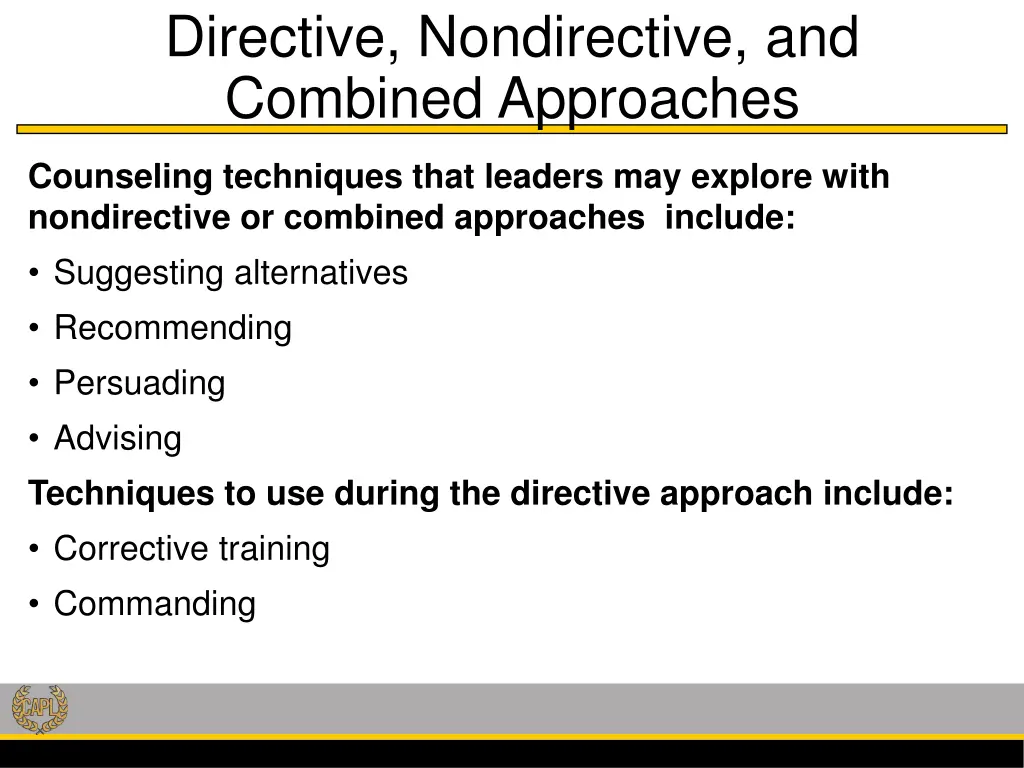 directive nondirective and combined approaches