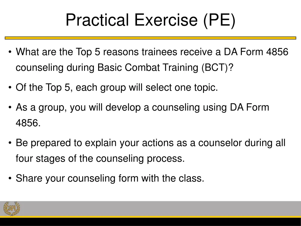 practical exercise pe