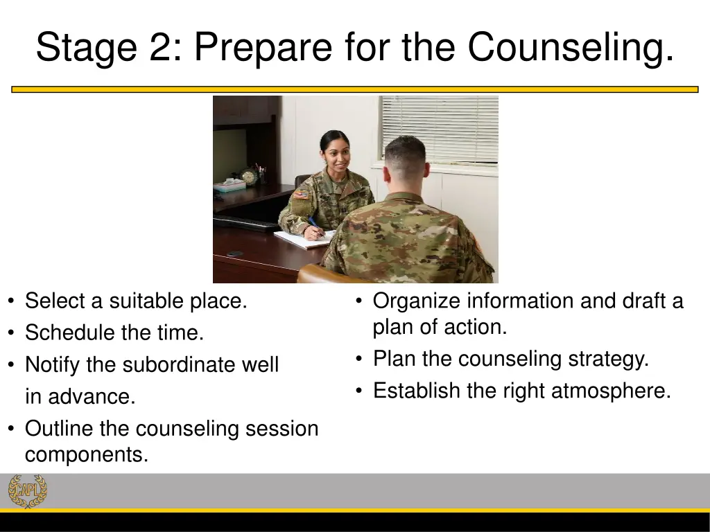 stage 2 prepare for the counseling