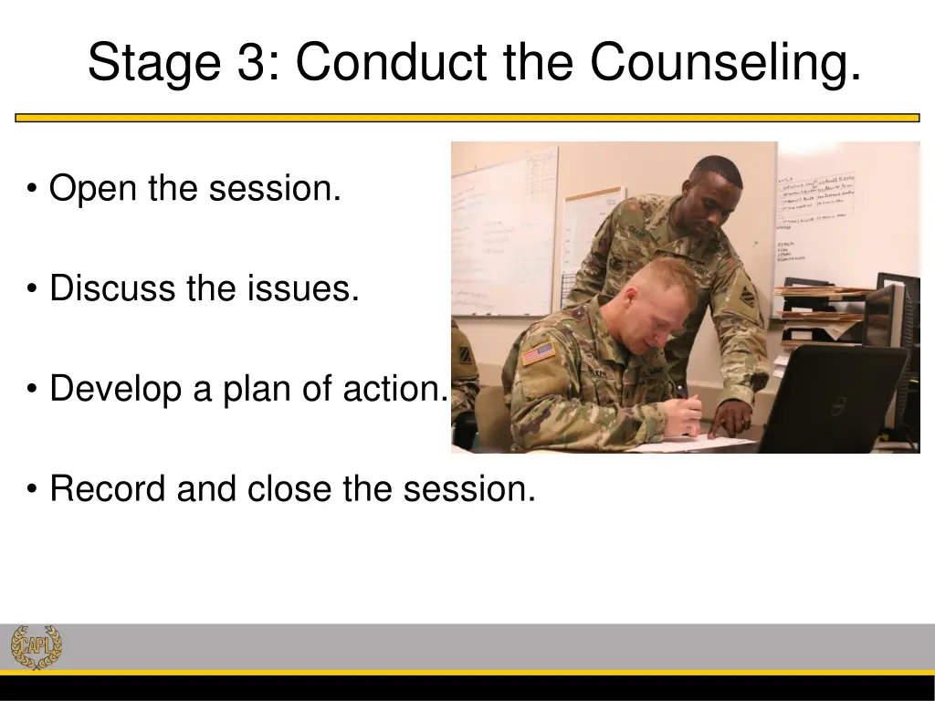 stage 3 conduct the counseling