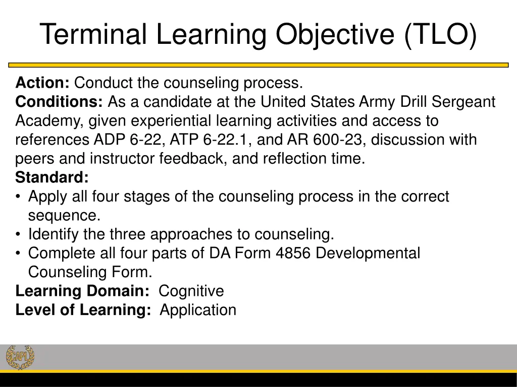 terminal learning objective tlo