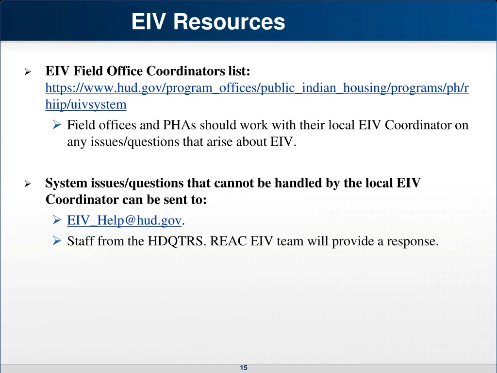 eiv resources