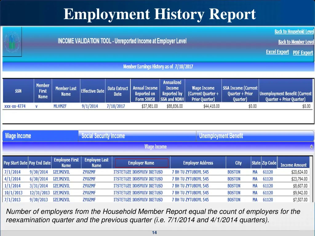 employment history report