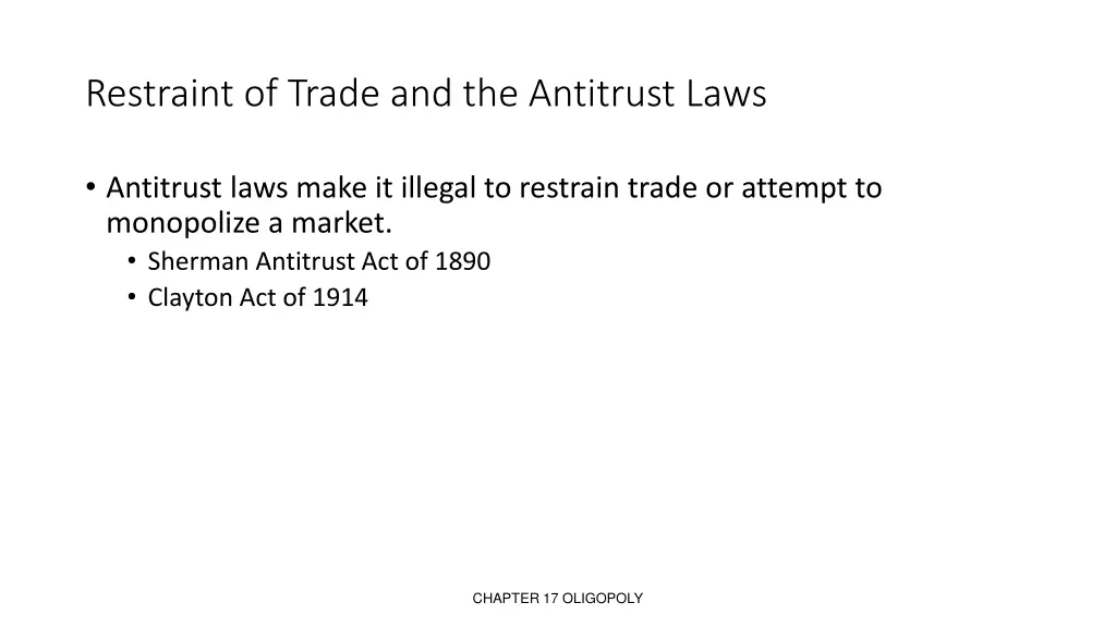 restraint of trade and the antitrust laws