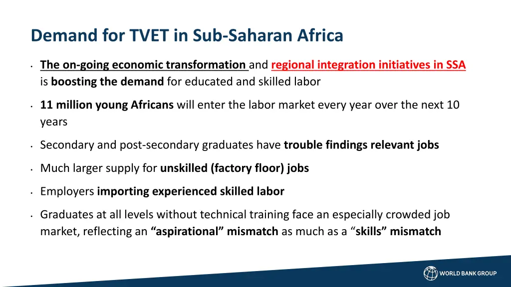 demand for tvet in sub saharan africa