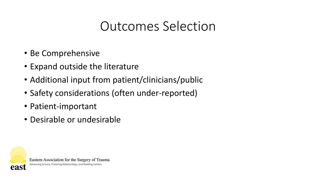 outcomes selection