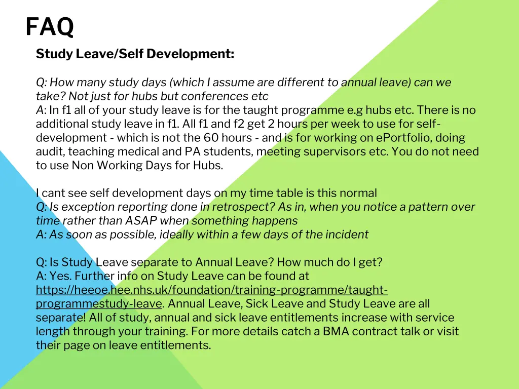 faq faq study leave self development