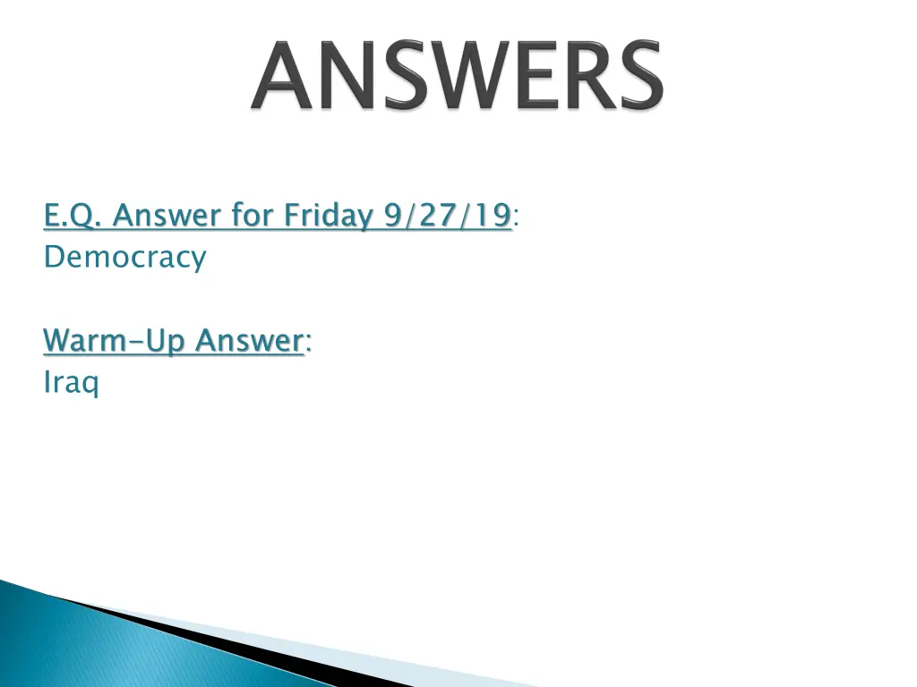 e q answer for friday 9 27 19 democracy