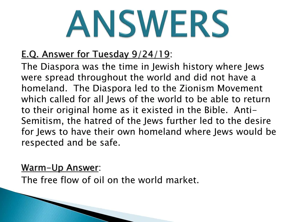 e q answer for tuesday 9 24 19 the diaspora