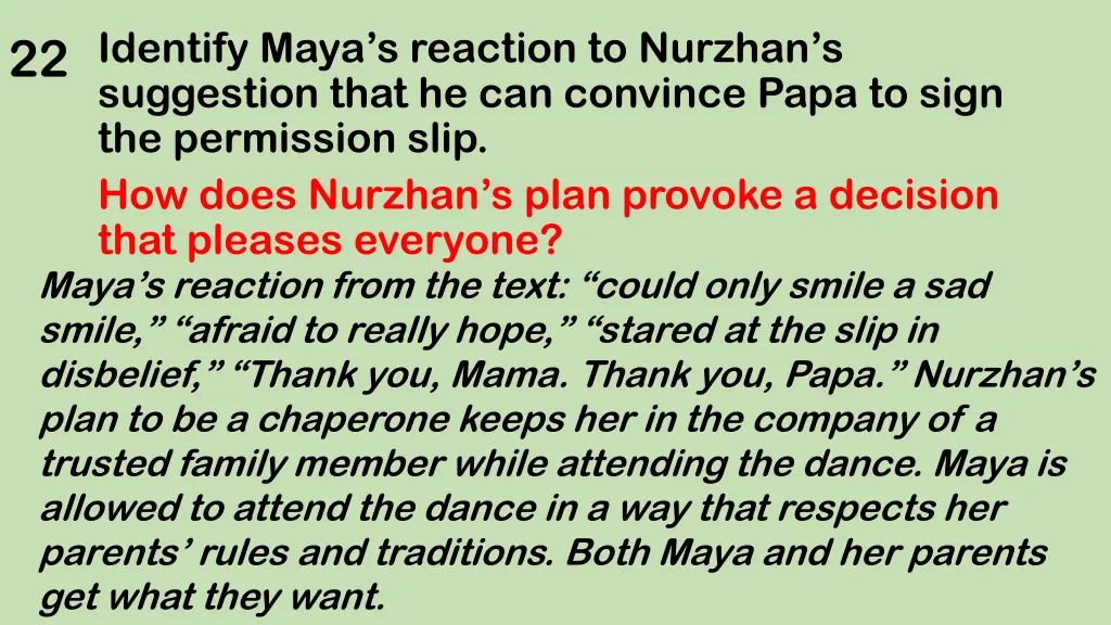 22 identify maya s reaction to nurzhan