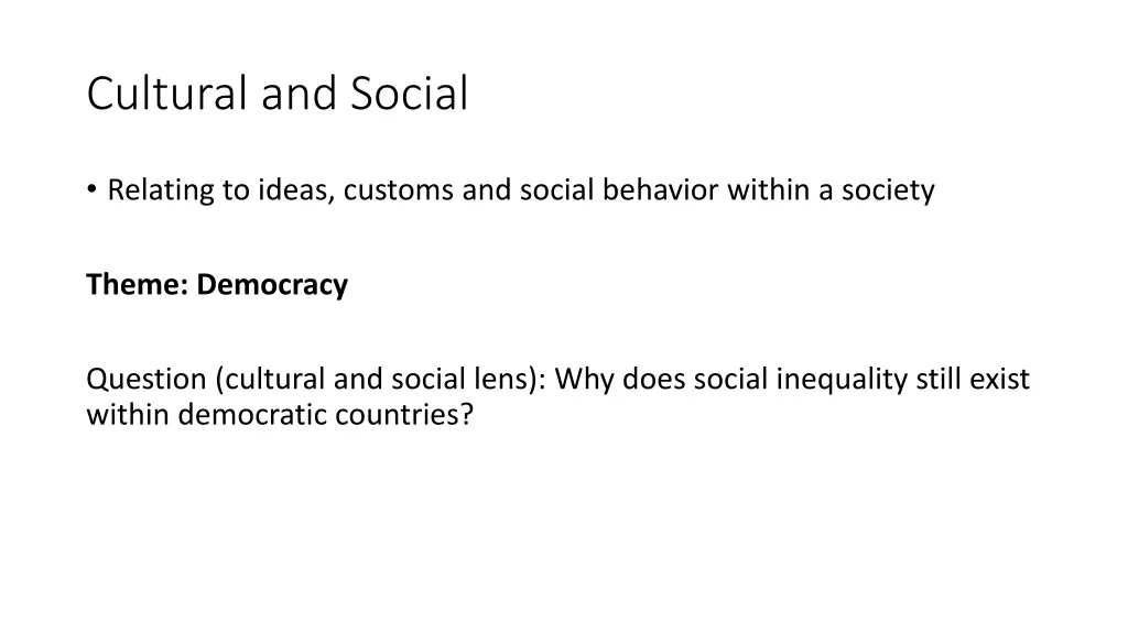 cultural and social