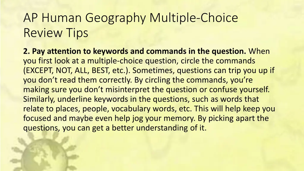 ap human geography multiple choice review tips 1