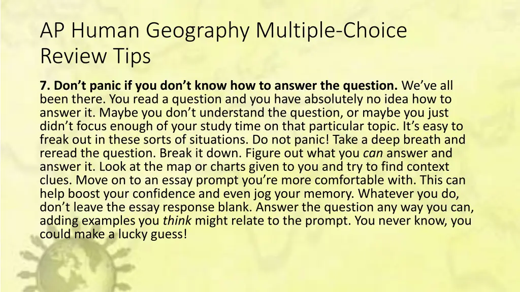 ap human geography multiple choice review tips 19