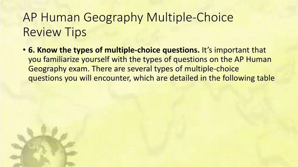 ap human geography multiple choice review tips 5