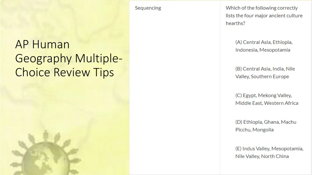 ap human geography multiple choice review tips 7