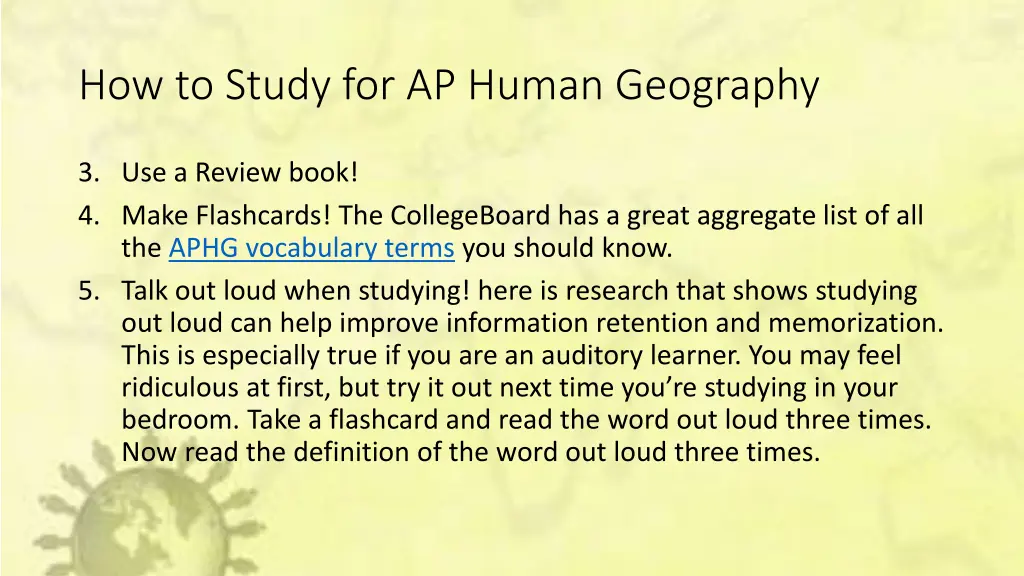 how to study for ap human geography 1