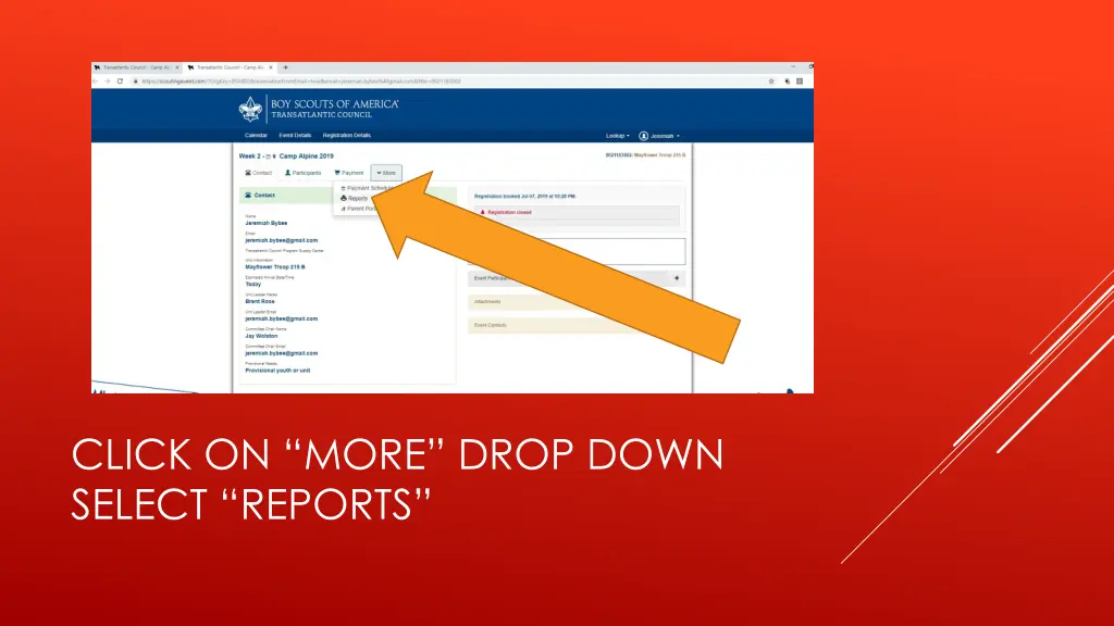 click on more drop down select reports