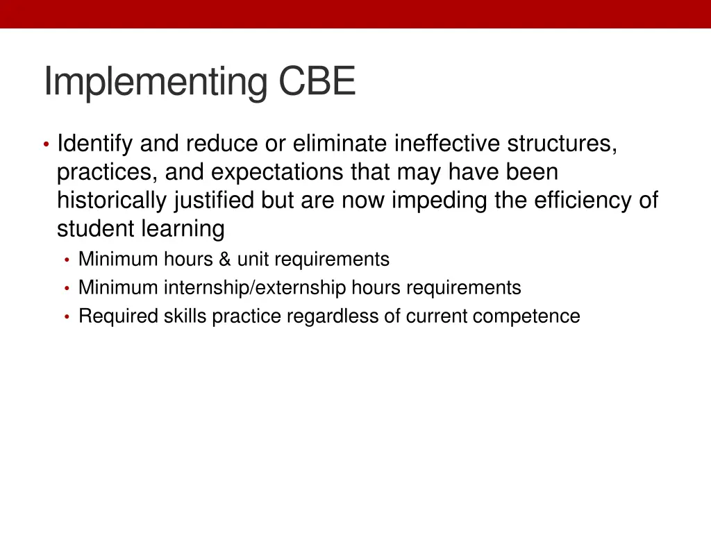 implementing cbe 1