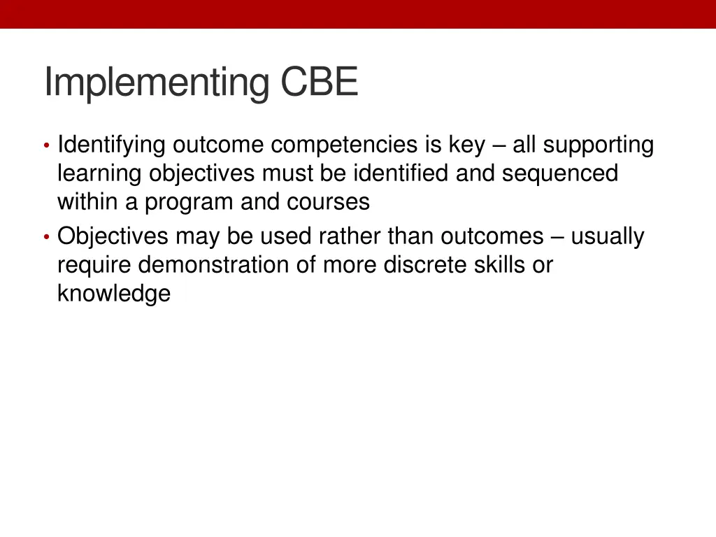 implementing cbe