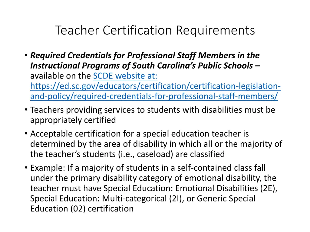 teacher certification requirements