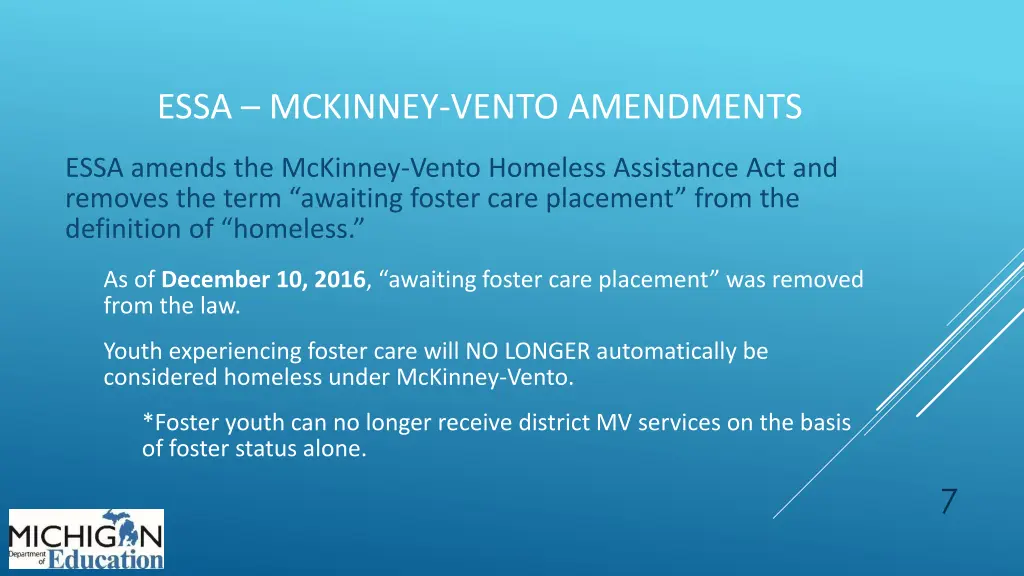 essa mckinney vento amendments