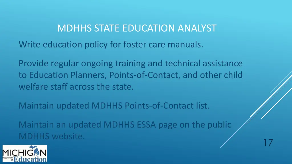 mdhhs state education analyst