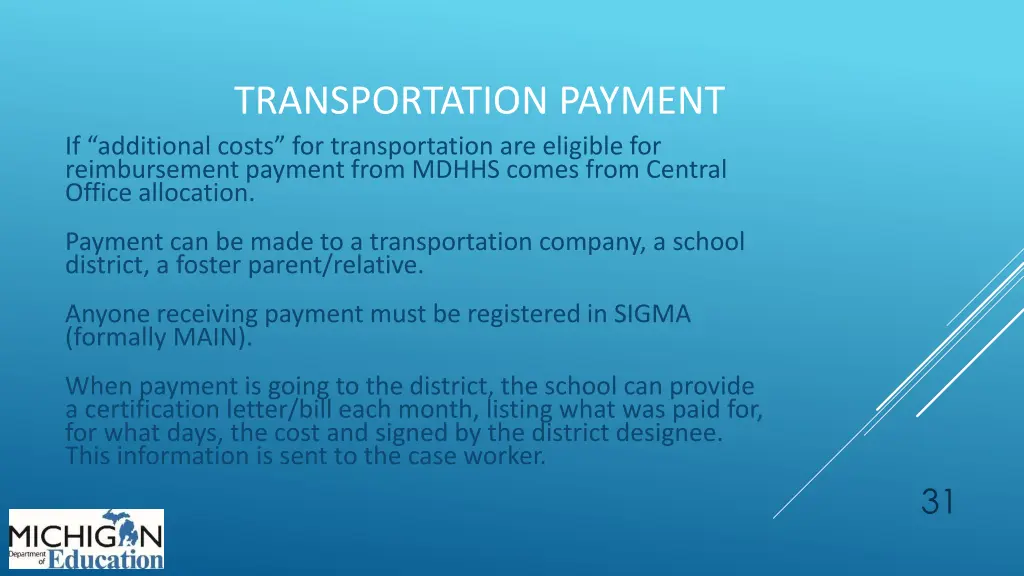 transportation payment if additional costs