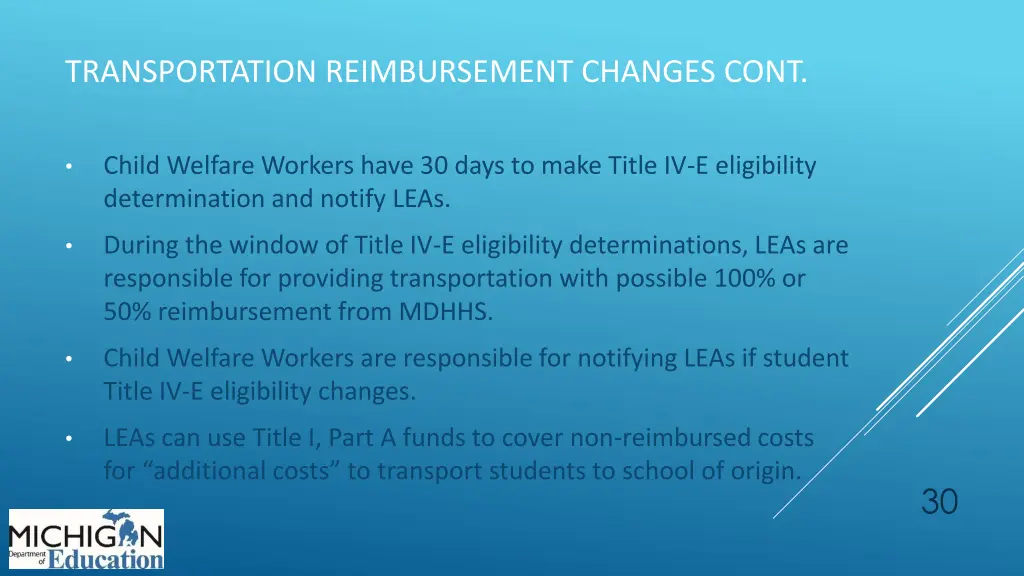 transportation reimbursement changes cont