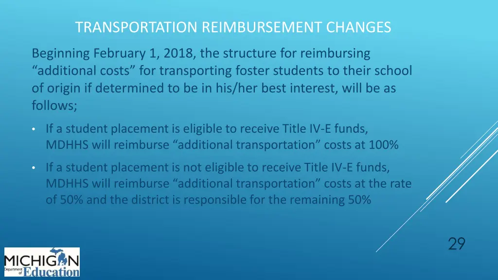 transportation reimbursement changes