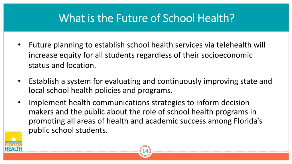 what is the future of school health what 1