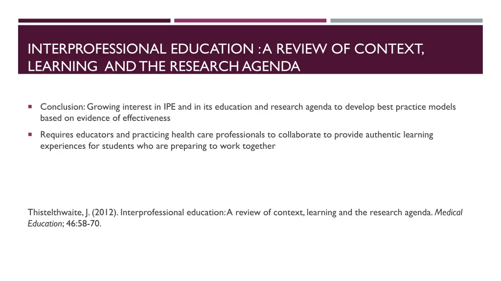 interprofessional education a review of context