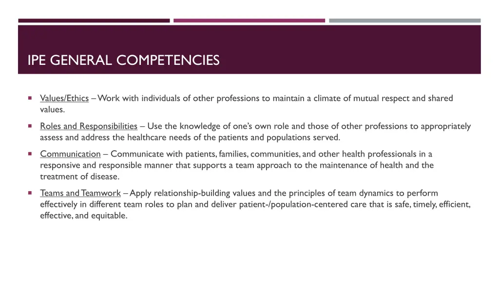 ipe general competencies