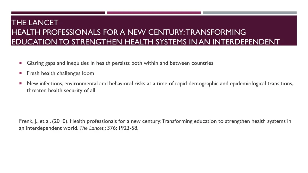 the lancet health professionals for a new century