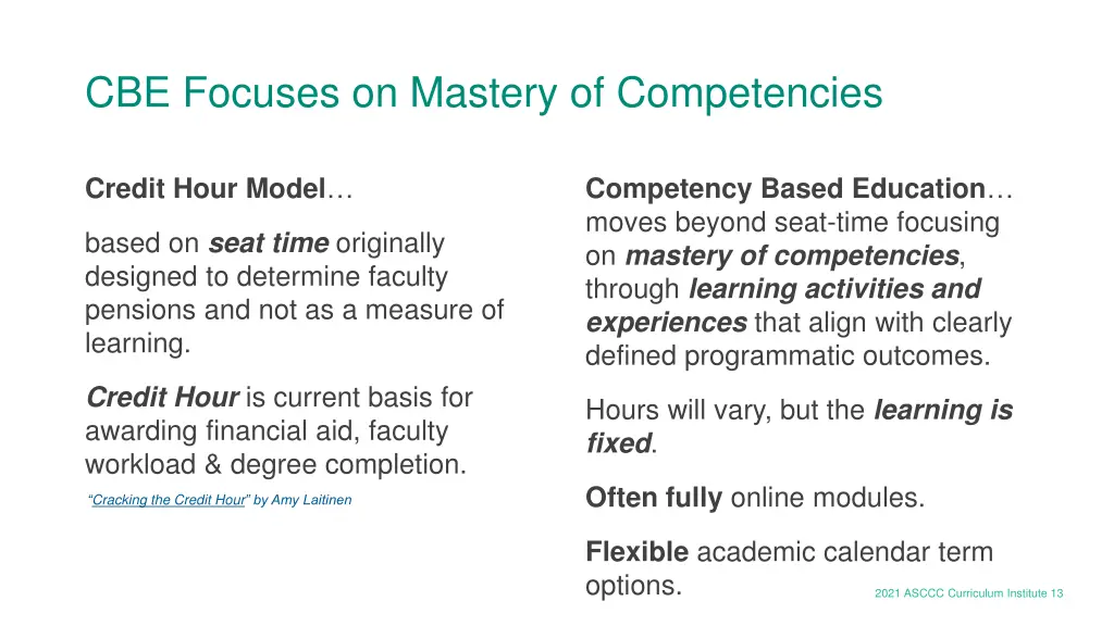 cbe focuses on mastery of competencies