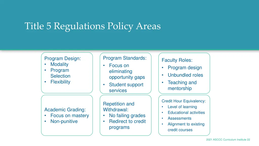 title 5 regulations policy areas