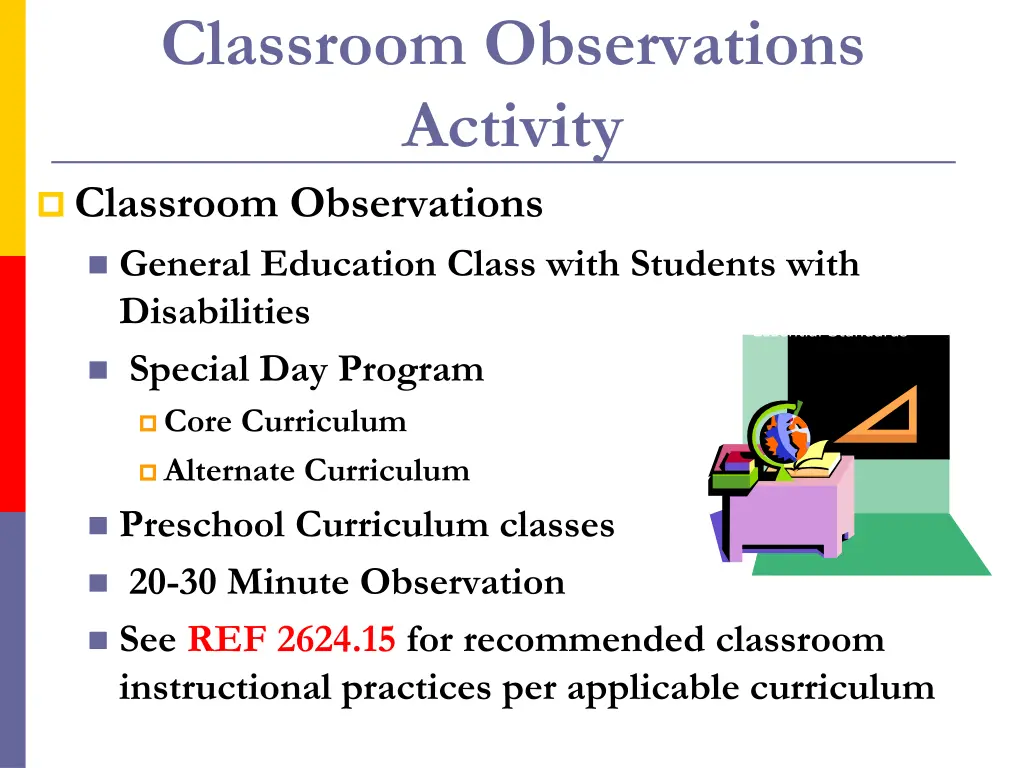 classroom observations activity classroom