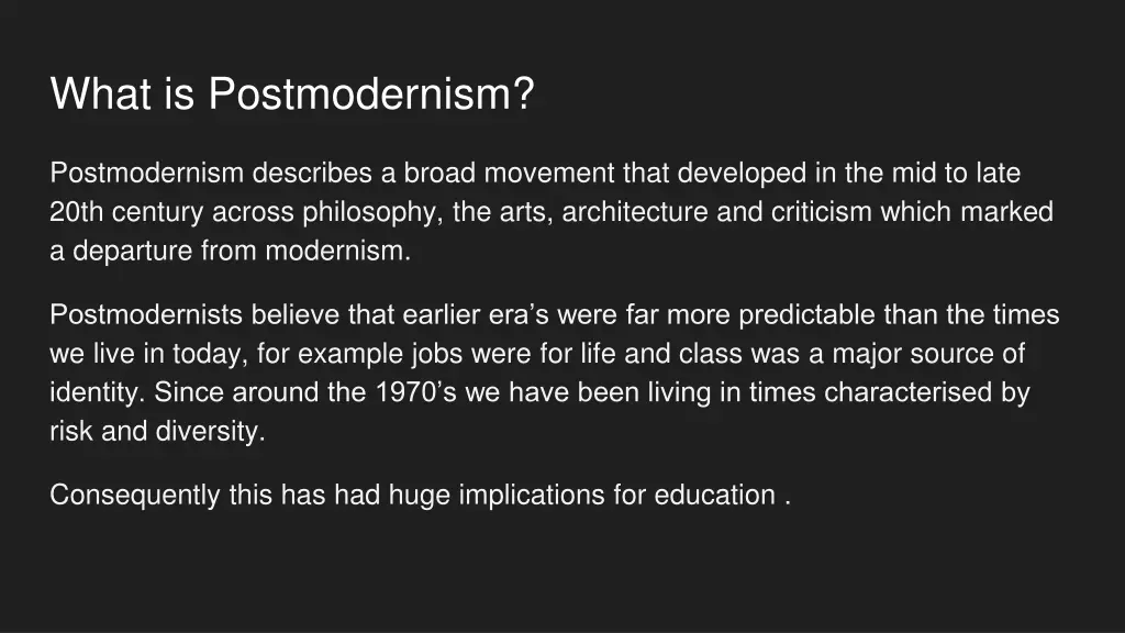 what is postmodernism