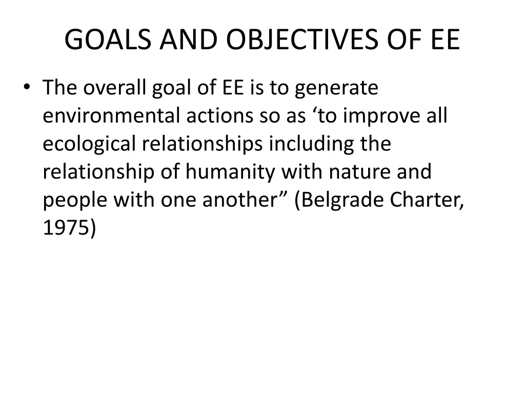 goals and objectives of ee