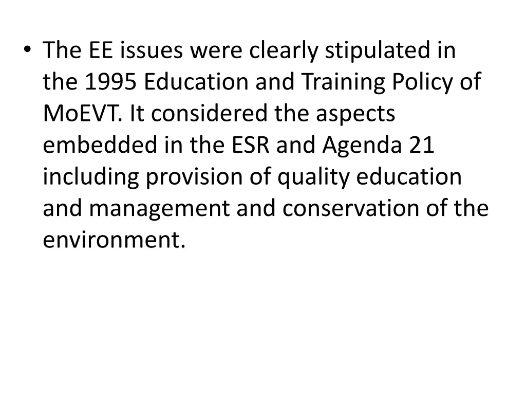 the ee issues were clearly stipulated in the 1995